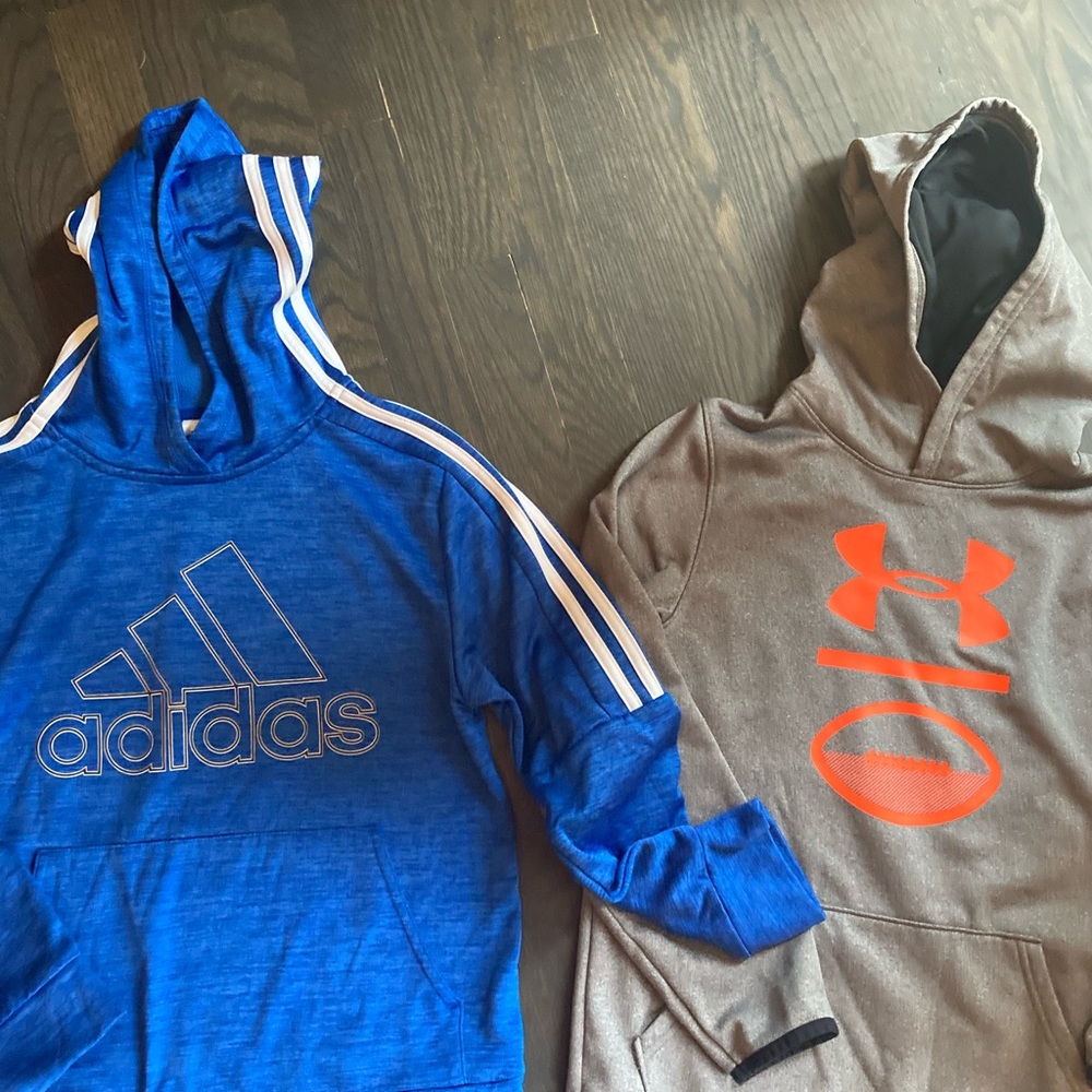 Boys 1 Adidas & 1 Under Armour Hoodie. Size 10-12